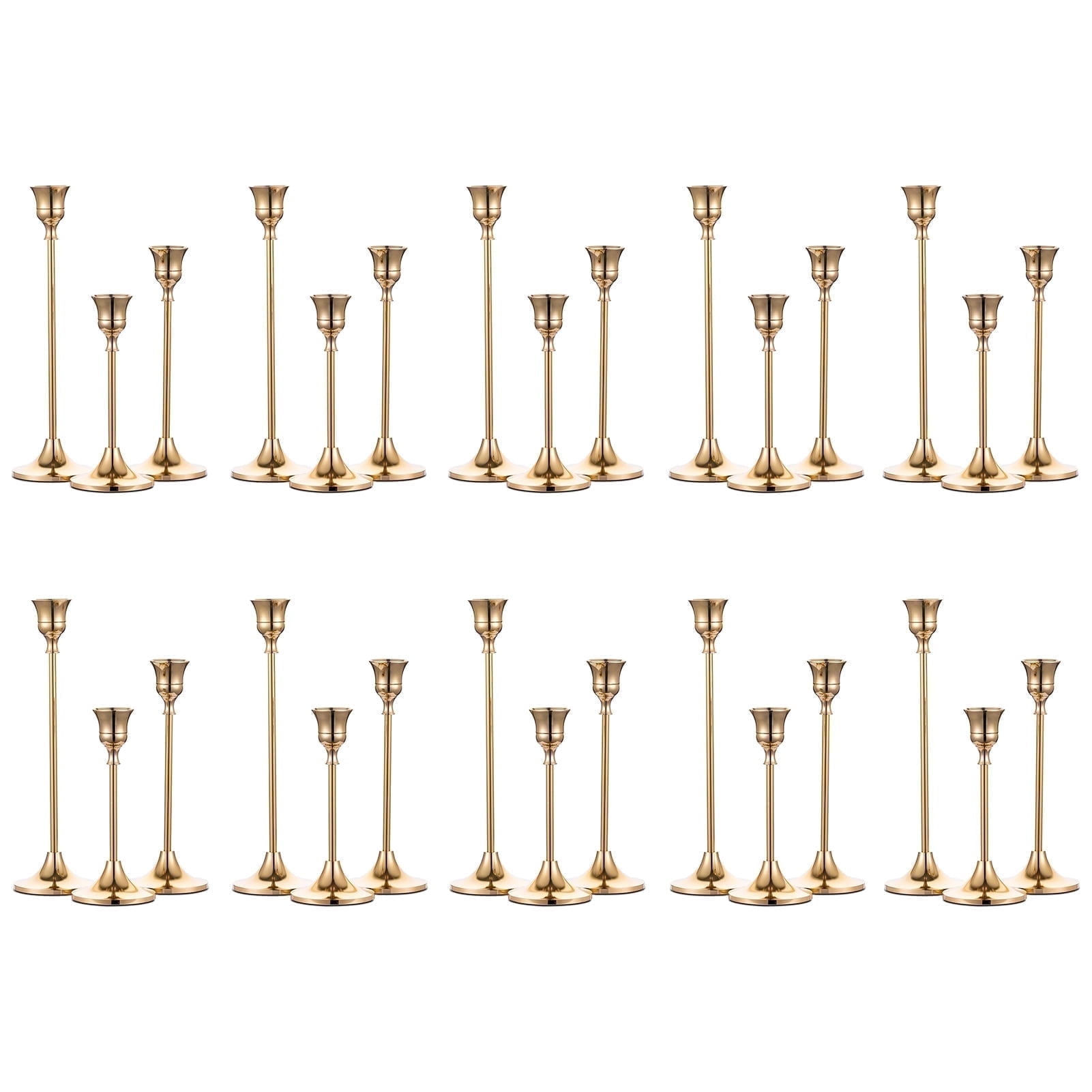 Nuptio Set of 30 Brass Gold Taper Candle Holders, Goblet Design ...