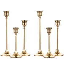 Nuptio 2 Sets(6 Pcs) Brass Gold Metal Taper Candle Holders Candlestick Holders