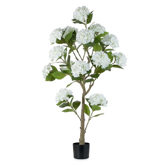 Nuptio 5ft /59Inch Artificial Hydrangea Trees-Faux Flower Plant for Home Decor Indoor Outdoor Front Door Porch 1pc