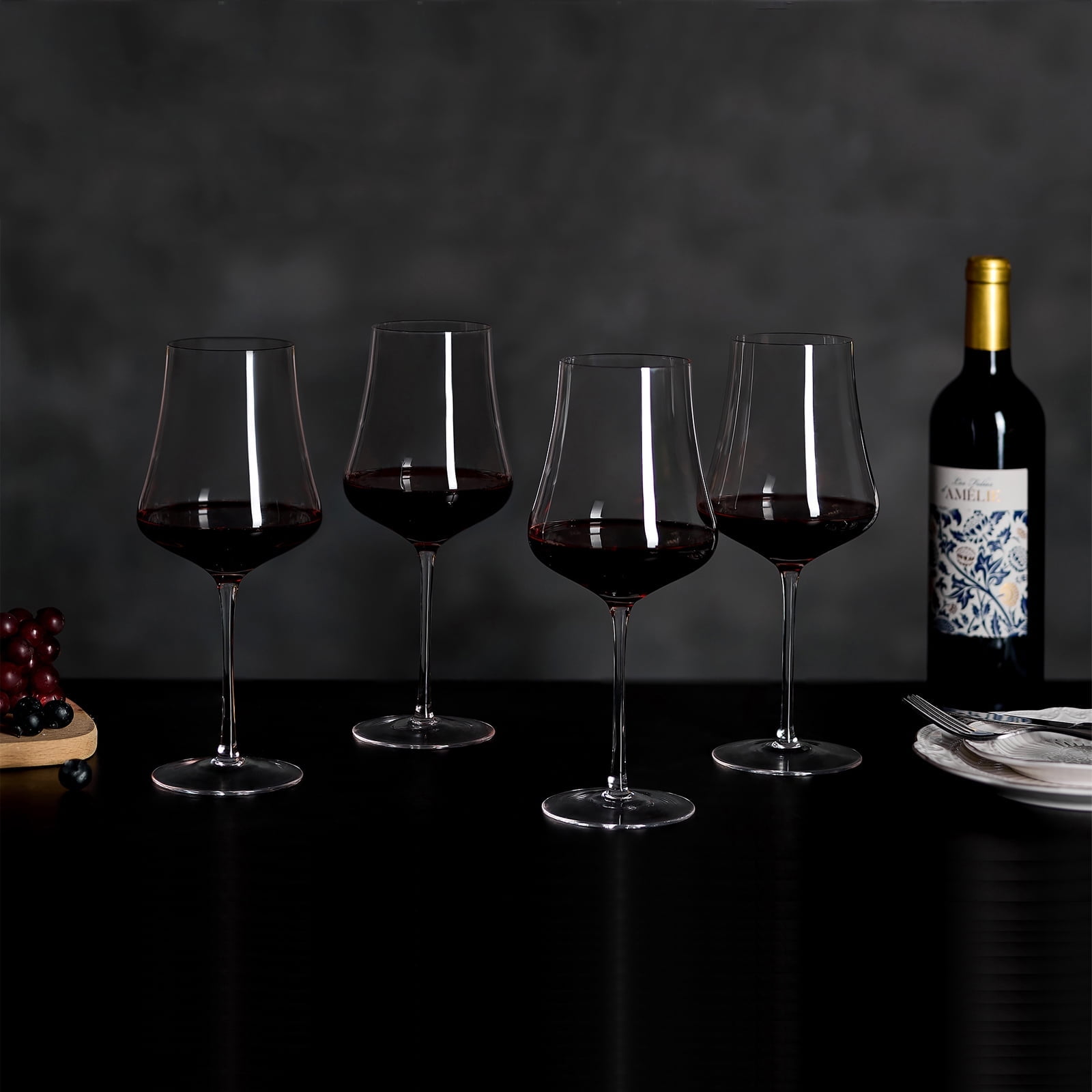 Nuptio Large Wine Glasses Set of 4-25oz: Hand Blown Crystal Tall Stem Red Wine Glass for Christmas Wedding Anniversary Party - Gift Box for any Occasion