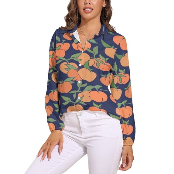 Nur Pfirsichfarbene Pfirsiche Long Sleeve Blouse Woman Streetwear Casual Shirts Summer Oversize Woman Streetwear Clothing Birthday Present