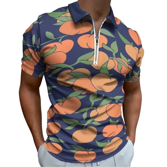 Nur Pfirsichfarbene Pfirsiche Men Zipper T-shirt Summer Casual Short Sleeve T-shirt Top