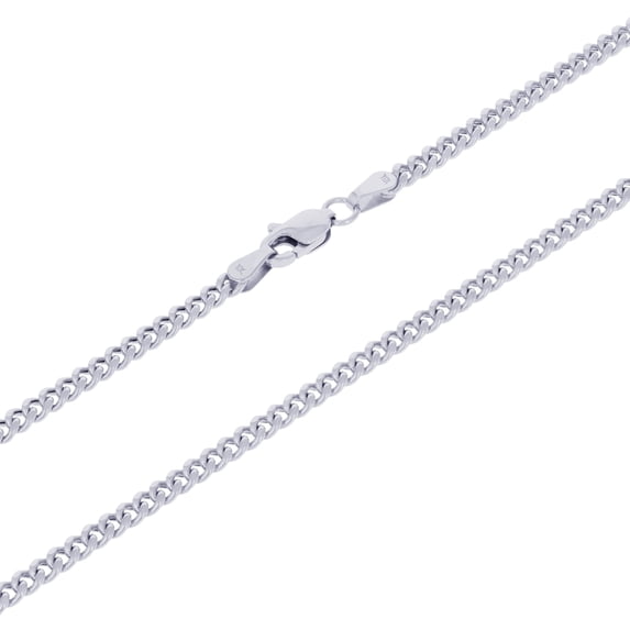 Nuragold 10K Real White Gold Miami Cuban Link 3mm Chain Necklace (16"-30") Italian Jewelry for Men & Women