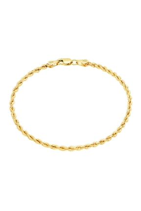 10K Real Yellow Gold 2mm Solid Rope Chain Diamond Cut Bracelet or Anklet (7"-9") Italian Jewelry for Men & Women