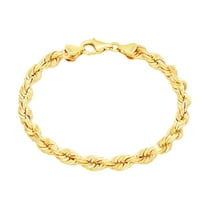Nuragold 10K Real Yellow Gold 5mm Solid Rope Chain Diamond Cut Bracelet (7"-9") Italian Jewelry for Men
