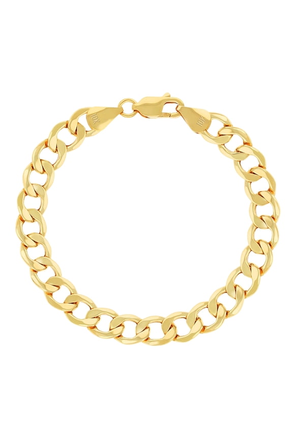 10K Real Yellow Gold Cuban Curb Link Chain Bracelet 7"-9" (2mm-7.5mm) Italian Jewelry for Men & Women