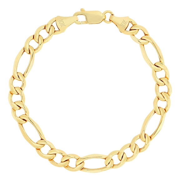 Nuragold 10K Real Yellow Gold Figaro Link Chain Bracelet 7"-9" (2mm-9mm) Italian Jewelry for Men & Women