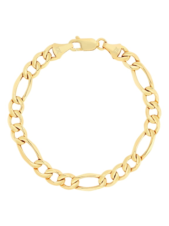 10K Real Yellow Gold Figaro Link Chain Bracelet 7"-9" (2mm-9mm) Italian Jewelry for Men & Women