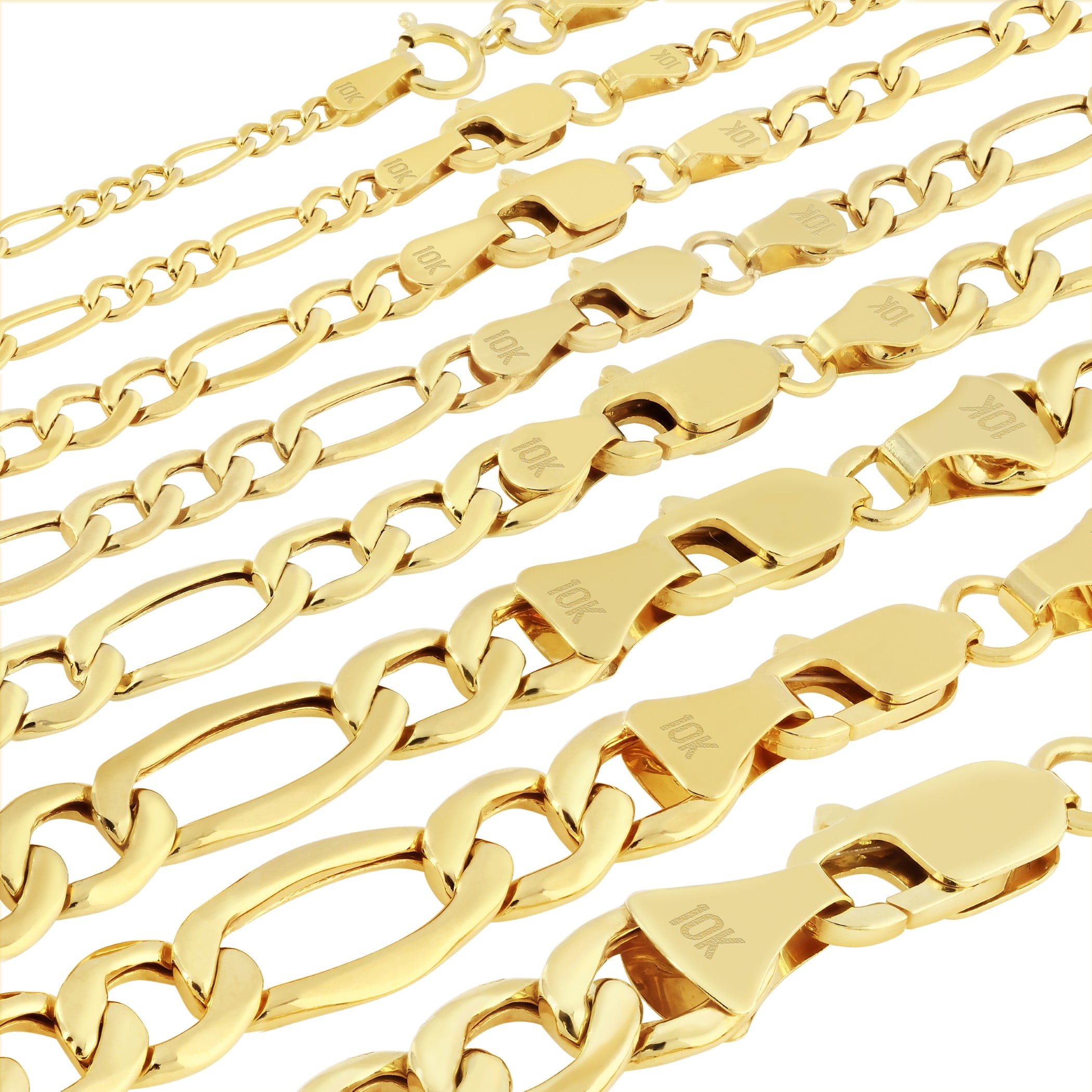 Nuragold 10K Real Yellow Gold Figaro Link Chain Necklace 16"-30" (2mm ...