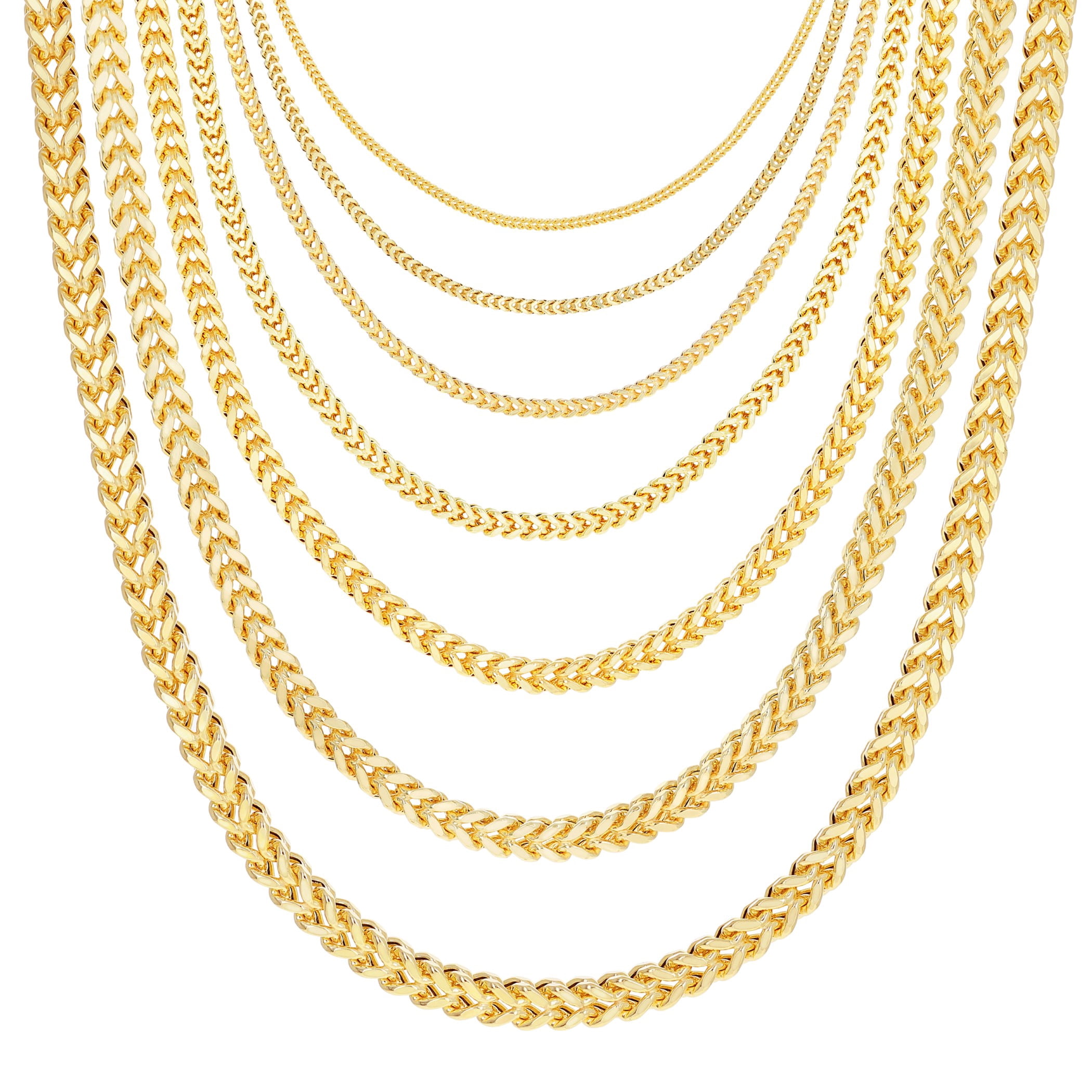 Nuragold 10K Real Yellow Gold Franco Square Chain Wheat Necklace 16"-30" (1.5mm-6mm) Italian Jewelry for Men & Women