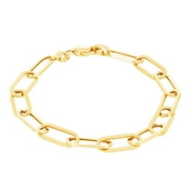 Nuragold 10k Real Yellow Gold Paperclip 6mm Elongated Cable Link Bracelet (7"-8") Italian Jewelry for Men & Women