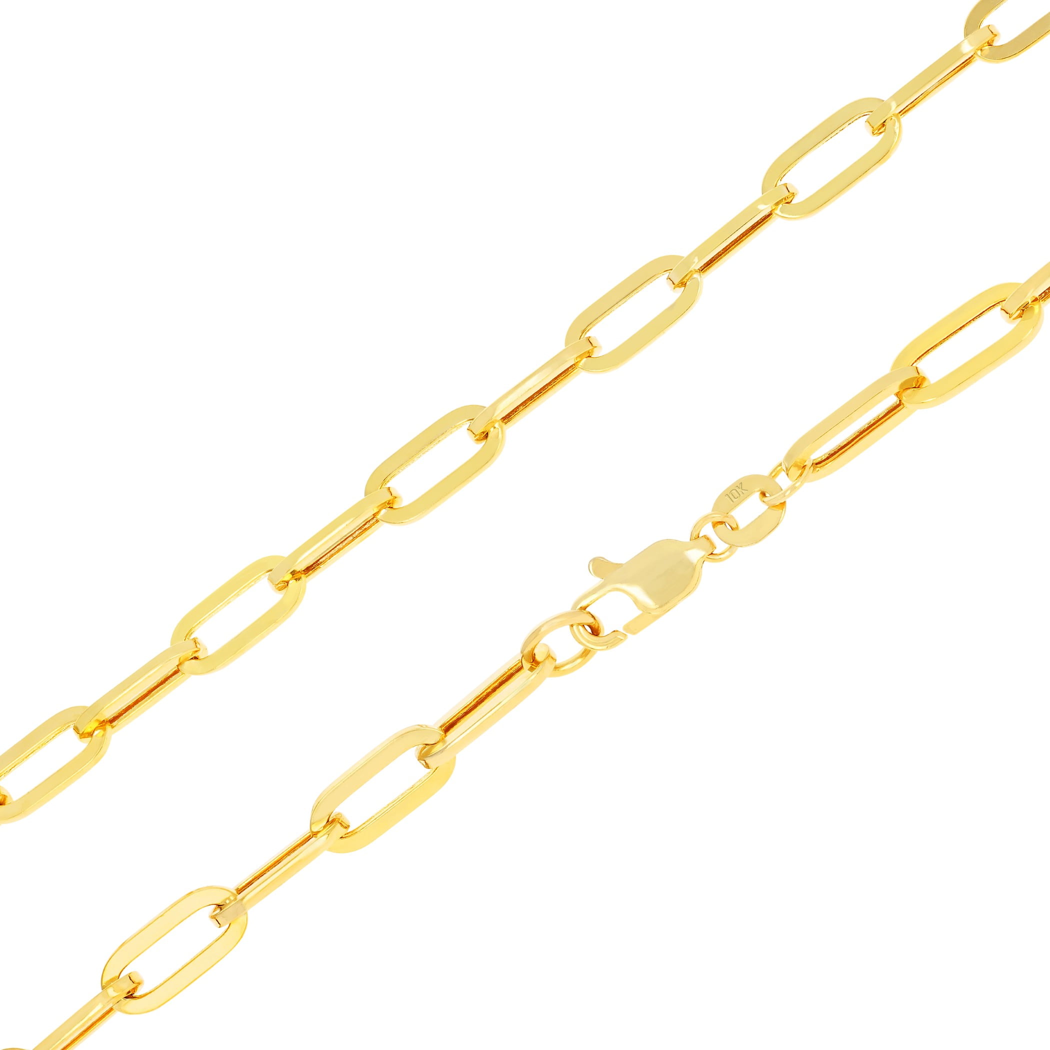 Nuragold 10k Real Yellow Gold Paperclip 5mm Elongated Cable Link Necklace (16"-24") Dainty Italian Jewelry for Men & Women