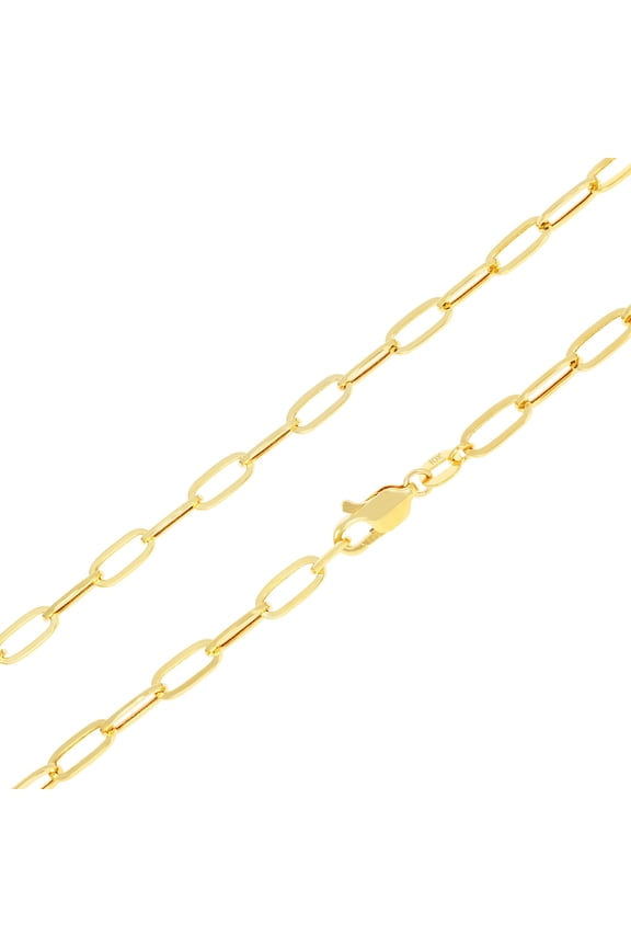 10k Real Yellow Gold Paperclip 4mm Elongated Cable Link Necklace (16"-24") Dainty Italian Jewelry for Men & Women