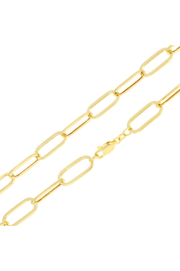 10k Real Yellow Gold Paperclip 7mm Elongated Cable Link Necklace (16"-24") Dainty Italian Jewelry for Men & Women