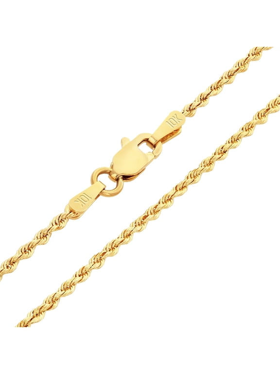 10K Real Yellow Gold Rope Chain Diamond Cut Necklace 24"
