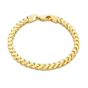 NURAGOLD 10K Real Yellow Gold Solid Franco Diamond Cut Chain Bracelet 7"-9" (1.1mm-6mm) Italian Jewelry for Men & Women