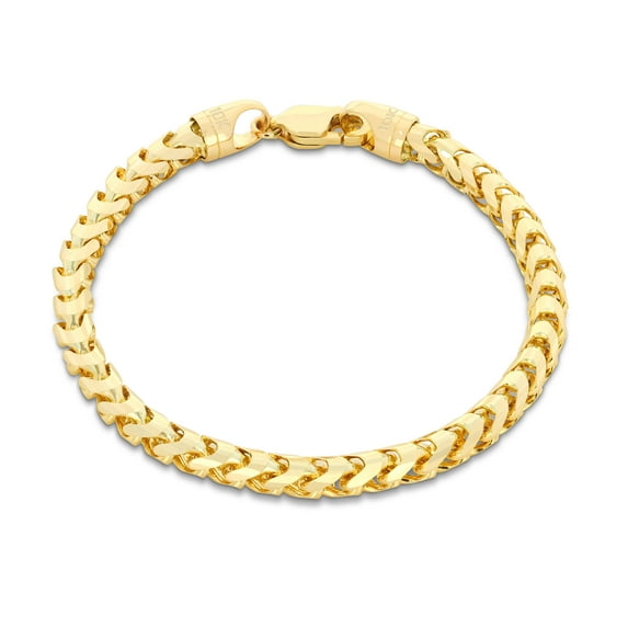 Nuragold 10K Real Yellow Gold Solid Franco Diamond Cut Chain Bracelet 7"-9" (1.1mm-6mm) Italian Jewelry for Men & Women