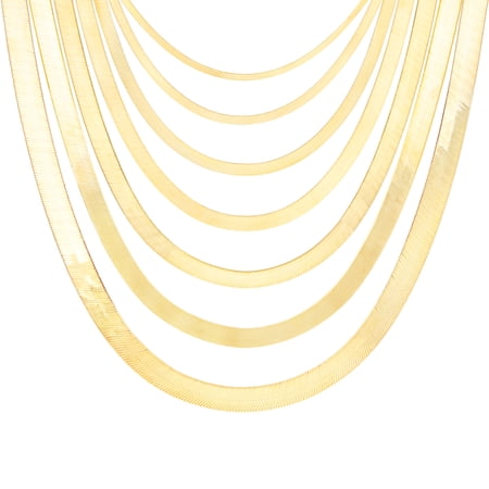Nuragold 10K Real Yellow Gold Solid Herringbone Flexible Chain Necklace 16"-24" (3mm-9mm) Italian Jewelry for Men & Women