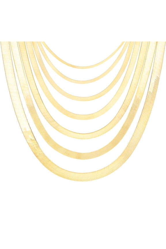10K Real Yellow Gold Solid Herringbone Flexible Chain Necklace 16"-24" (3mm-9mm) Italian Jewelry for Men & Women