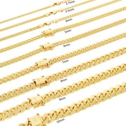 NURAGOLD 10K Real Yellow Gold Solid Miami Cuban Link Chain Necklace 16"-30" (2.7mm-10mm) Italian Jewelry for Men & Women