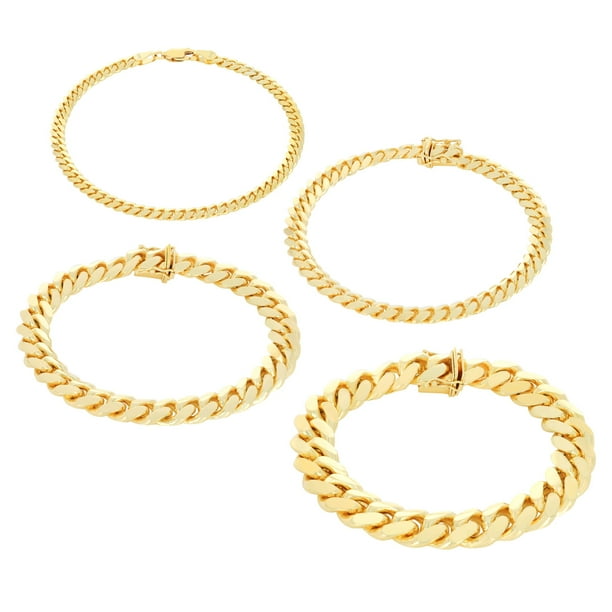 New 18k yellow gold cuban buy link chain and bracelet