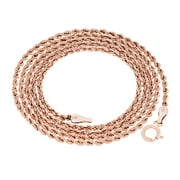 NURAGOLD 10k Real Rose Gold 1.5mm Rope Chain Diamond Cut Necklace (16"-24") Dainty Italian Jewelry for Men & Women