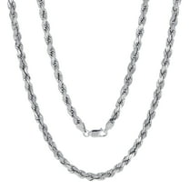 Nuragold 10k Real White Gold 4mm Rope Chain Diamond Cut Necklace (16"-30") Italian Jewelry for Men & Women
