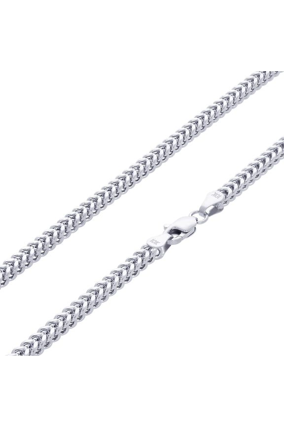 10k Real White Gold Franco Square 2.5mm Box Chain Wheat Chain Necklace (16"-26") Italian Jewelry for Men & Women