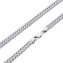 Nuragold 10k Real White Gold Franco Square 3mm Box Chain Wheat Chain Necklace (18"-26") Italian Jewelry for Men & Women
