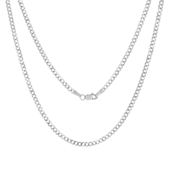 Nuragold 10k Real White Gold Solid Cuban Curb Link 2.5mm Chain Necklace (16"-24") Italian Jewelry for Men & Women