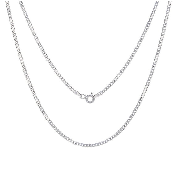 Nuragold 10k Real White Gold Solid Cuban Curb Link 2mm Chain Necklace (16"-24") Italian Jewelry for Men & Women