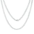 thumbnail image 1 of Nuragold 10k Real White Gold Solid Cuban Curb Link 4mm Chain Necklace (16"-30") Italian Jewelry for Men & Women, 1 of 8