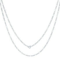 Nuragold 10k Real White Gold Solid Figaro Link 2.25mm Chain Necklace (16"-24") Italian Jewelry for Men & Women