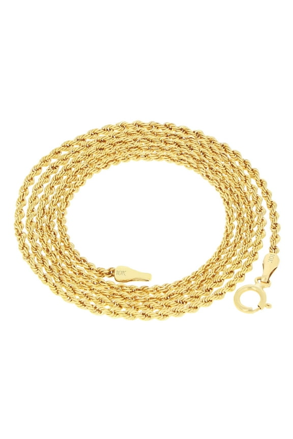 10k Real Yellow Gold 1.5mm Rope Chain Diamond Cut Necklace (14"-26") Dainty Italian Jewelry for Men & Women