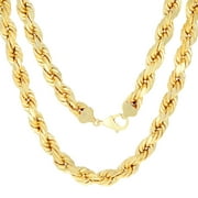 NURAGOLD 10k Real Yellow Gold 10mm Rope Chain Diamond Cut Necklace (22"-30") Italian Jewelry for Men