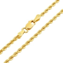 Nuragold 10k Real Yellow Gold 2mm Rope Chain Diamond Cut Necklace (16"-30") Italian Jewelry for Men & Women