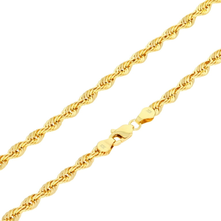アクセサリー 10K Gold Rope Necklace 51cm 4mm 10K Yellow Gold 4mm Diamond Cut Rope Chain Link Necklace