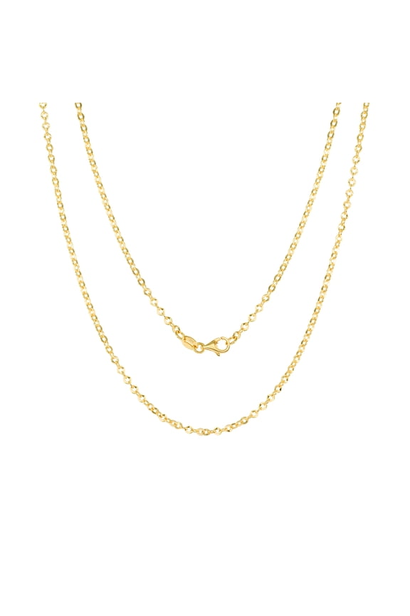 10k Real Yellow Gold Cable 2mm Rolo Round LInk Chain Necklace (16"-26") Dainty Italian Jewelry for Men & Women