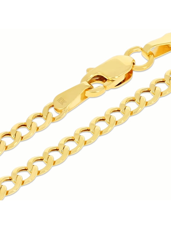 10k Real Yellow Gold Cuban Curb Link 2.5mm Chain Necklace (16"-26") Italian Jewelry for Men & Women