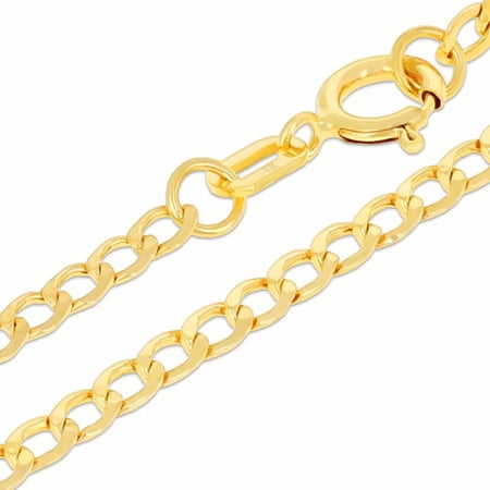 Nuragold 10k Real Yellow Gold Cuban Curb Link 2mm Chain Necklace (16"-24") Italian Jewelry for Men & Women