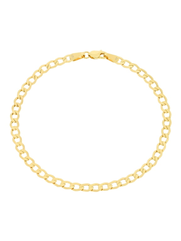 10k Real Yellow Gold Cuban Curb Link 3.5mm Chain Bracelet or Anklet (7"-9") Italian Jewelry for Men & Women