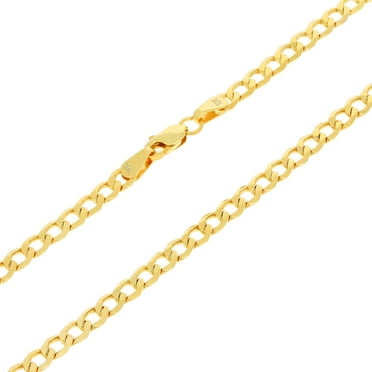 Nuragold 10k Real Yellow Gold Cuban Curb Link 3.5mm Chain Necklace (16"-30") Italian Jewelry for Men & Women