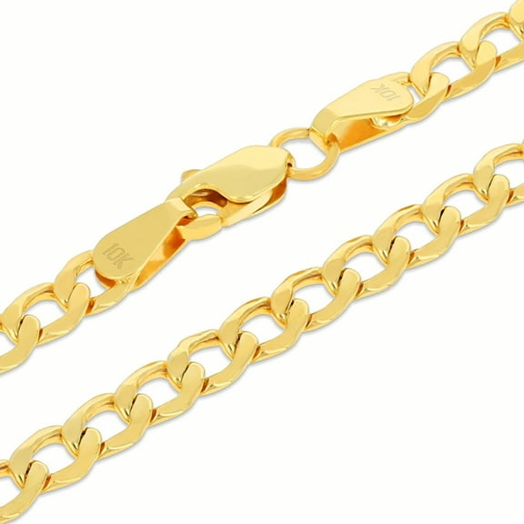 Nuragold 10k Real Yellow Gold Cuban Curb Link 3.5mm Chain Necklace (16"-30") Italian Jewelry for Men & Women