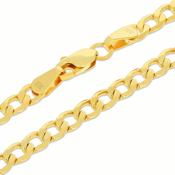 Nuragold 10k Real Yellow Gold Cuban Curb Link 3.5mm Chain Necklace (16"-30") Italian Jewelry for Men & Women