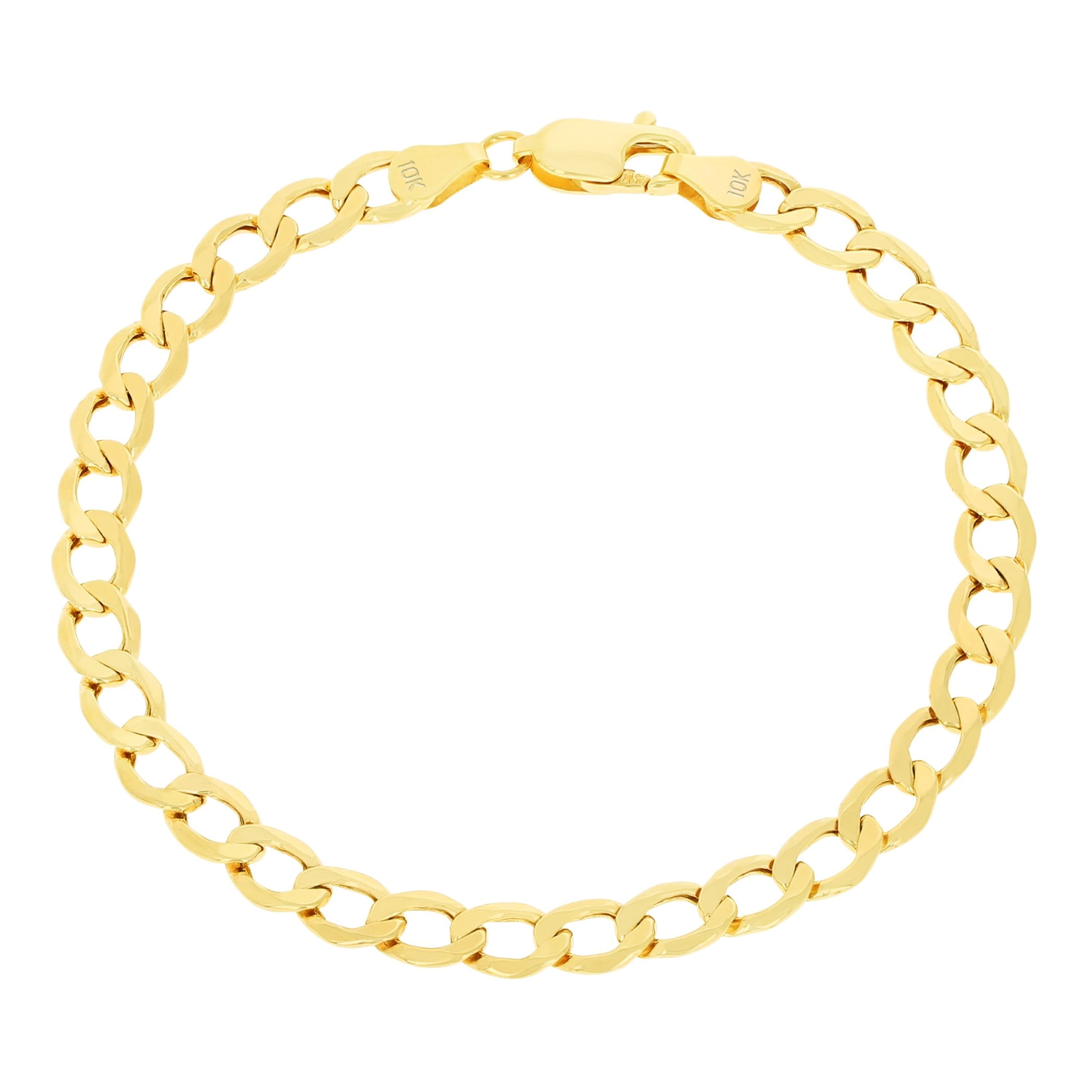 Nuragold 10k Real Yellow Gold Cuban Curb Link 5.5mm Chain Bracelet (7"-9") Italian Jewelry for Men & Women