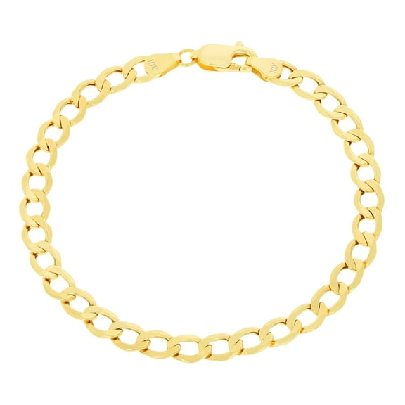Nuragold 10k Real Yellow Gold Cuban Curb Link 5.5mm Chain Bracelet (7"-9") Italian Jewelry for Men & Women