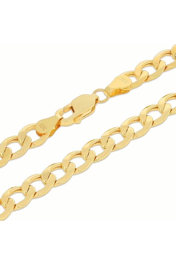 10k Real Yellow Gold Cuban Curb Link 6.5mm Chain Necklace (16"-30") Italian Jewelry for Men & Women