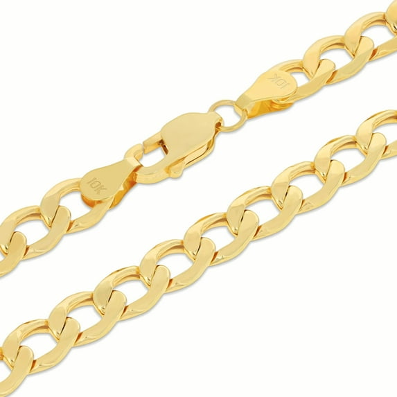 Nuragold 10k Real Yellow Gold Cuban Curb Link 6.5mm Chain Necklace (16"-30") Italian Jewelry for Men & Women