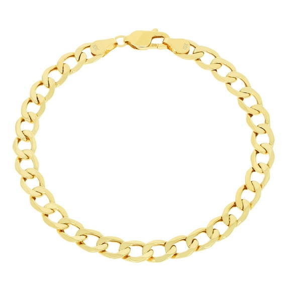Nuragold 10k Real Yellow Gold Cuban Curb Link 6mm Chain Bracelet (7"-9") Italian Jewelry for Men & Women