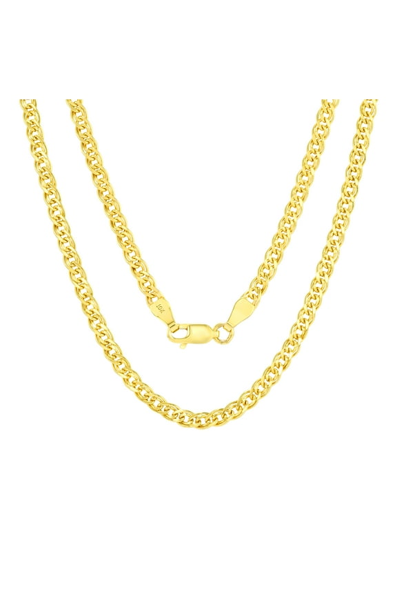 10k Real Yellow Gold Double Cuban Link 3.5mm Curb Chain Necklace (16"-26") Italian Jewelry for Men & Women